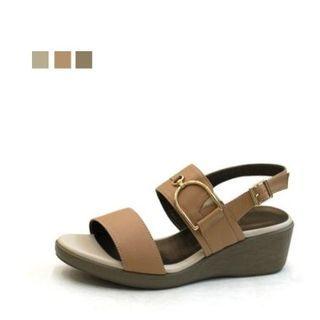 Genuine Leather Buckled-tim Sandals