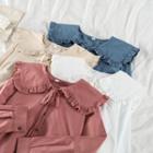 Plain Long-sleeve Loose-fit Blouse - 4 Colors