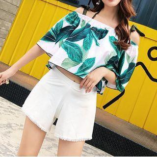 Set: Print Bikini + Shorts + Cover Up