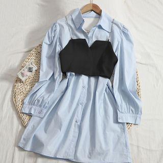 Set: Shirtdress + Chain Strap Crop Top