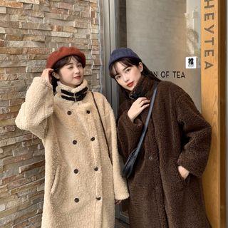 Double-breasted Midi Fleece Coat