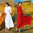 Long Sleeve Plain Hoodie Loose-fit Dress