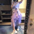 Short-sleeve T-shirt / Tiered Midi Skirt / Shorts