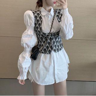 Long-sleeve Blouse / Pattern Vest