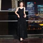 Spaghetti-strap Sequined A-line Evening Gown