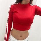 Striped Long-sleeve Cropped Top