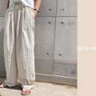Drawcord-waist Wide Pants Light Beige - One Size