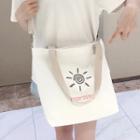 Sun Print Canvas Tote Bag Premium - Sun - White - One Size