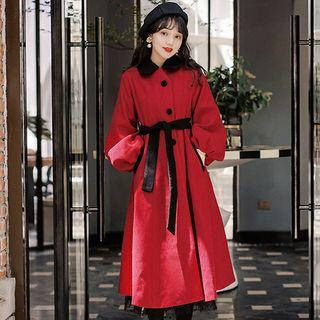 Single-breasted A-line Long Coat