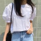 Puff-sleeve Plain Top White - One Size