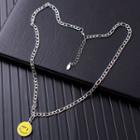 Smiley Pendant Stainless Steel Necklace Yellow & Silver - One Size
