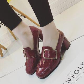 Chunky Heel Buckled Loafers