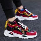 Color Block High-top Lace-up Sneakers