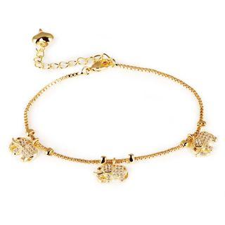 18k Gold Plated Elephant Charm Bracelet