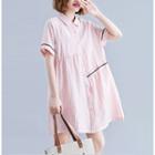 Contrast Trim Short-sleeve Shirtdress