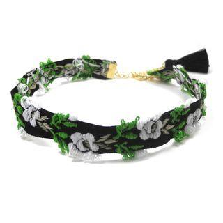 Tasseled Flower Embroidery Choker One Size