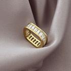 Square Rhinestone Alloy Ring White & Gold - One Size