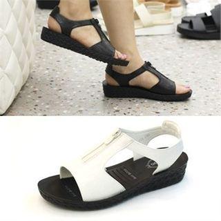 Zip-front Sandals