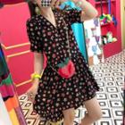 Short-sleeve Star Print Sailor Collar Dress As Shown In Figure - One Size