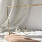 Non-matching Petal Alloy Hoop Dangle Earring