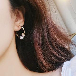 Faux Pearl Open Hoop Earring As Shown In Figure - One Size