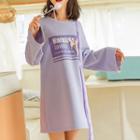 Long-sleeve Printed Mini Pullover Dress