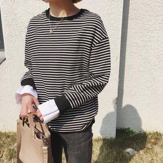 Mock Two-pieces Striped Top