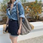 Short-sleeve Denim Shirt Denim Shirt - Denim Blue - One Size
