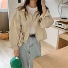 Single-breasted Cropped Jacket Almond - One Size