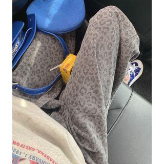 Leopard Straight Leg Pants With Belt