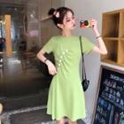Short-sleeve Asymmetric Button Dress
