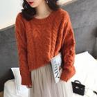 Chunky Cable Knit Sweater Tangerine - One Size