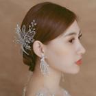 Wedding Rhinestone Mesh Headpiece / Dangle Earring