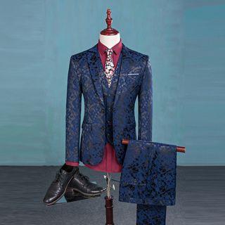 Set: Jacquard Blazer + Dress Pants + Vest