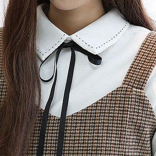 Detachable-ribbon Corduroy Shirt