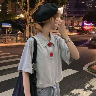 Drawstring Short-sleeve Polo Shirt
