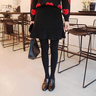 Frill-hem Corduroy Skirt
