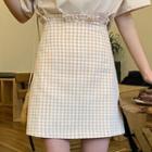 Frill Trim A-line Mini Checker Skirt