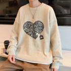 Paisley Heart Print Sweater