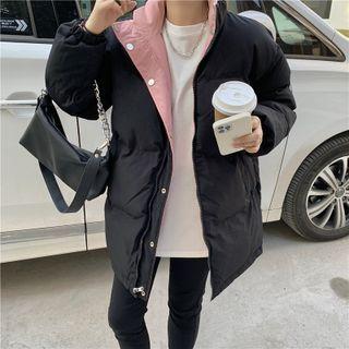 Long-sleeve Double-sided Padded Jacket Pink/black - One Size