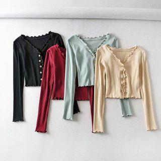Lettuce Edge Plain Cropped Cardigan