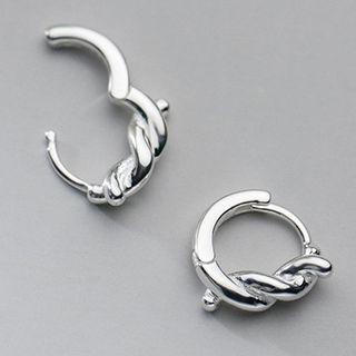 925 Sterling Silver Twist Earring 1 Pair - Silver - One Size