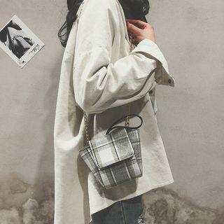 Plaid Chain Strap Bucket Bag