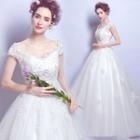 Cap-sleeve Lace Wedding Ball Gown