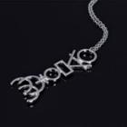 Lettering Pendant Alloy Necklace C0768 - Silver - One Size