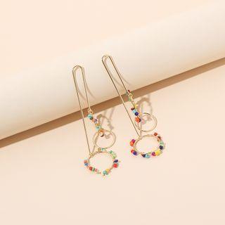 Bead Hoop Drop Earring 1 Pair - Gold - One Size