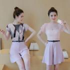 Set : Short-sleeve Chiffon Top + Shorts