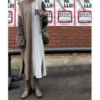Two-tone Long Tank Dress Gray - One Size