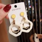 Alloy Irregular Hoop Dangle Earring 1 Pair - White & Yellow - One Size