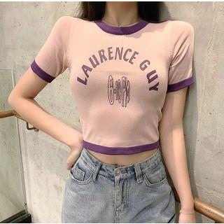 Short Sleeve Printed Cropped Top
